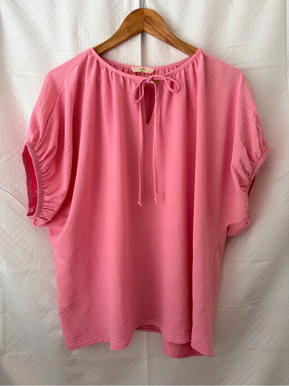 entro Pink Tie-Front Dolman Sleeve Blouse